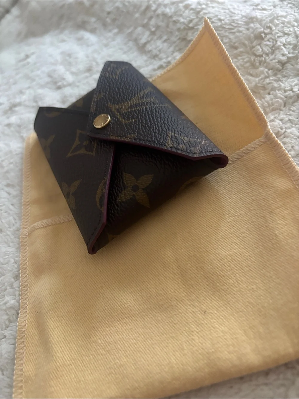 Louis Vuitton Monogram Envelope Card Case in Brown with Gold Hardware Small